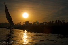 Felucca sailing down the Nil at night
