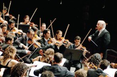 Daniel Barenboim conducting the West-Eastern Divan Orchestra...