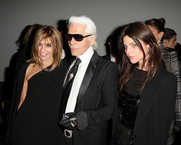 Carine Roitfeld with Karl Lagergeld and her daughter Julia...