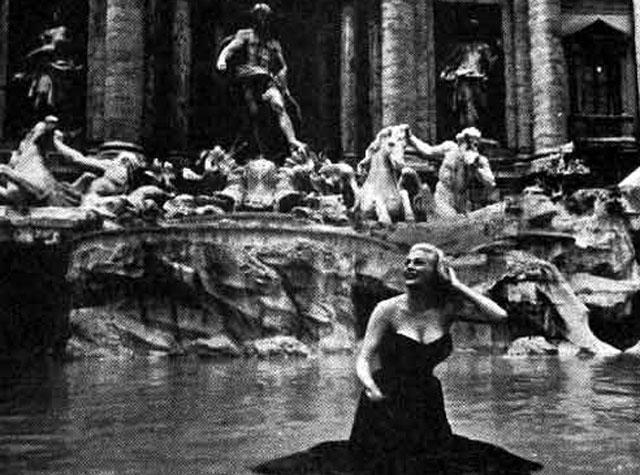 Anita Ekberg in the Fontana di Trevi in "3 coins in a fountain"...