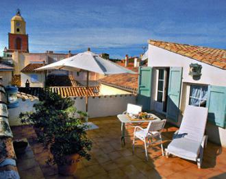 The terrace of Romy Schneider's suite at La Ponche...