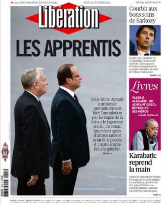 Libération's front page "Les Apprentis"...