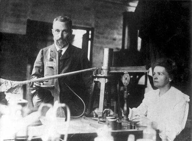 Pierre and Marie Curie in their Lab...
